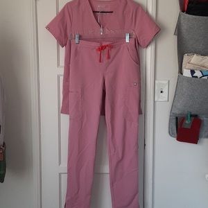 FIGS Scrubs Pink Top & Bottom Set Women's Size XS